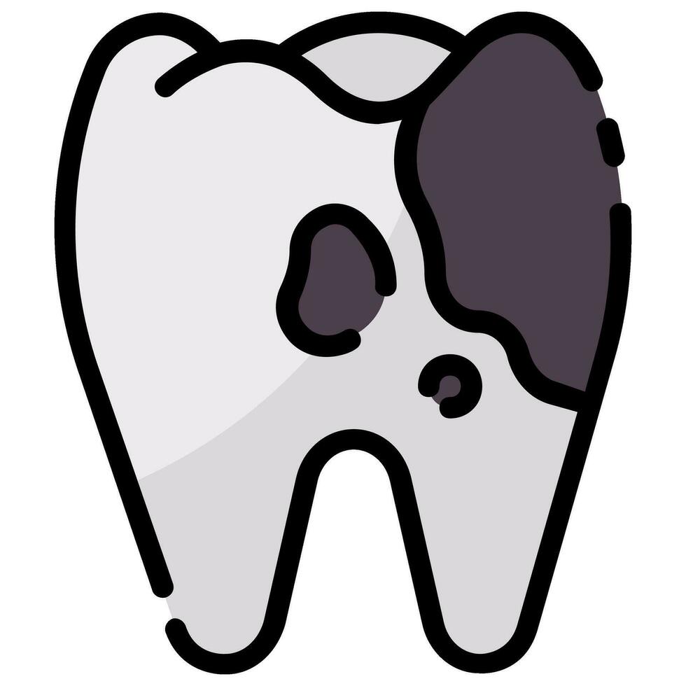 caries diente vector lleno contorno icono