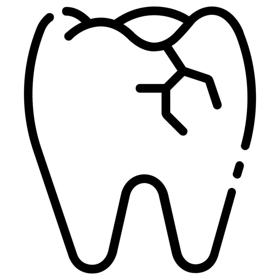 broken tooth vector outline icon