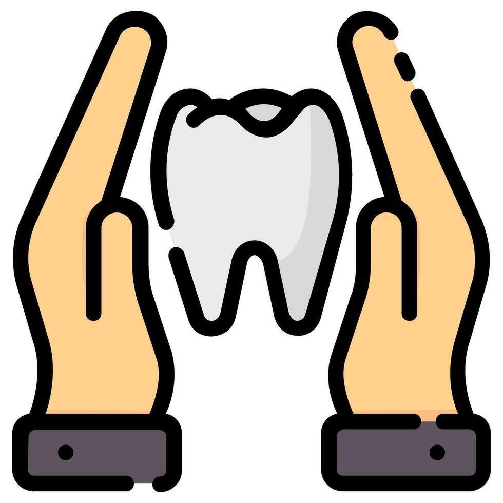 diente cuidado vector lleno contorno icono
