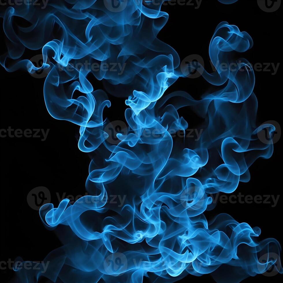 Abstract blue smoke on black background. Fantasy fractal texture. Digital art. AI Generated photo