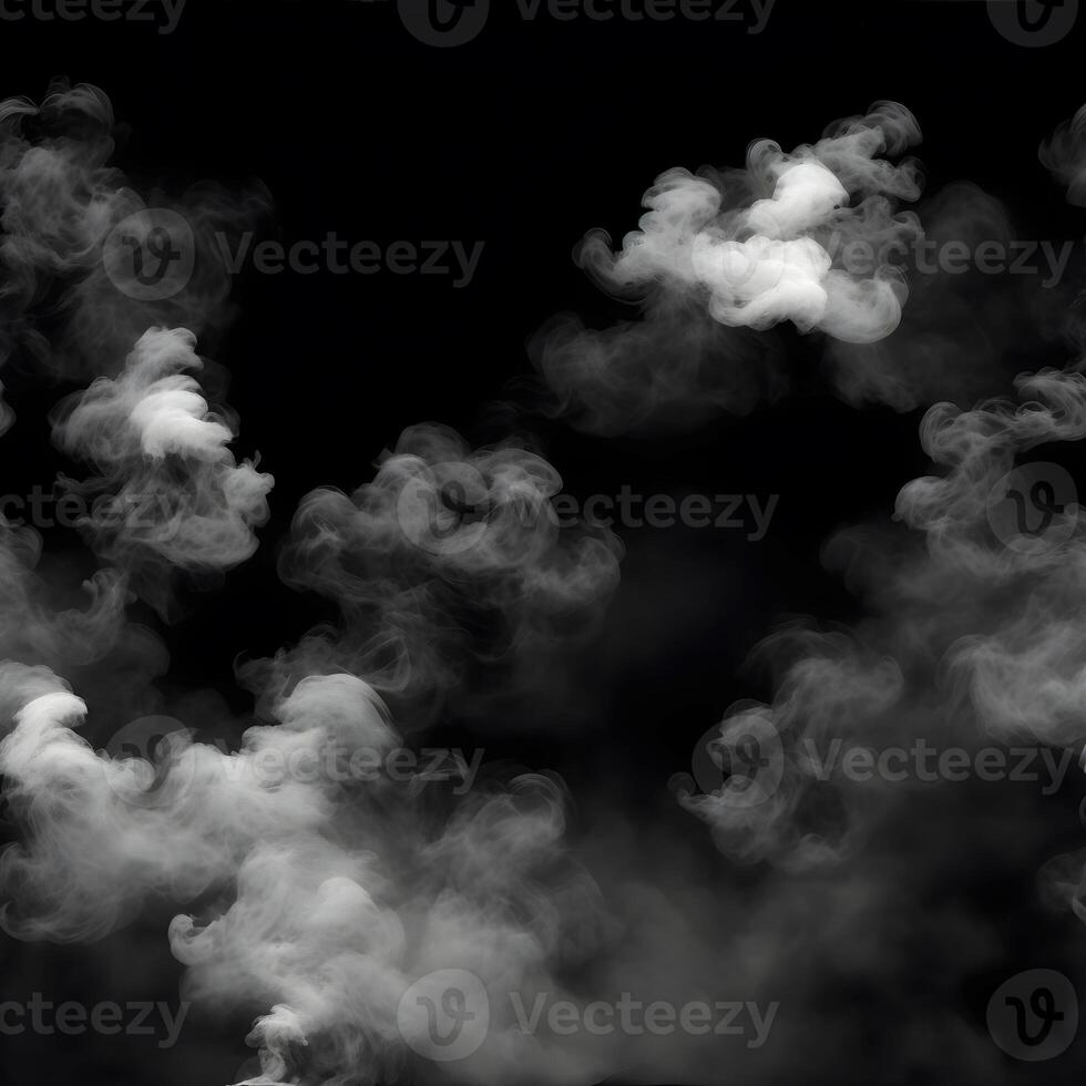 White smoke isolated on black background. Abstract white smoke texture. Design element.. photo