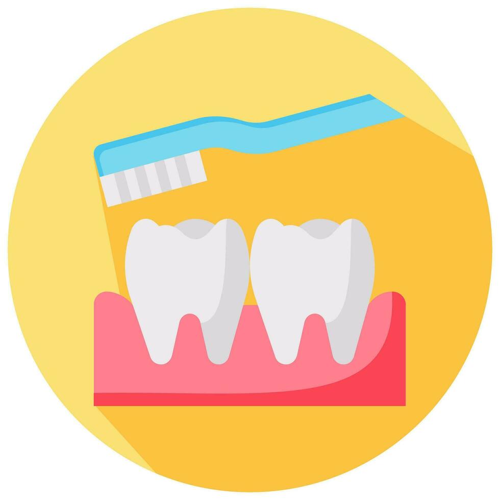 tooth brushing vector round flat icon