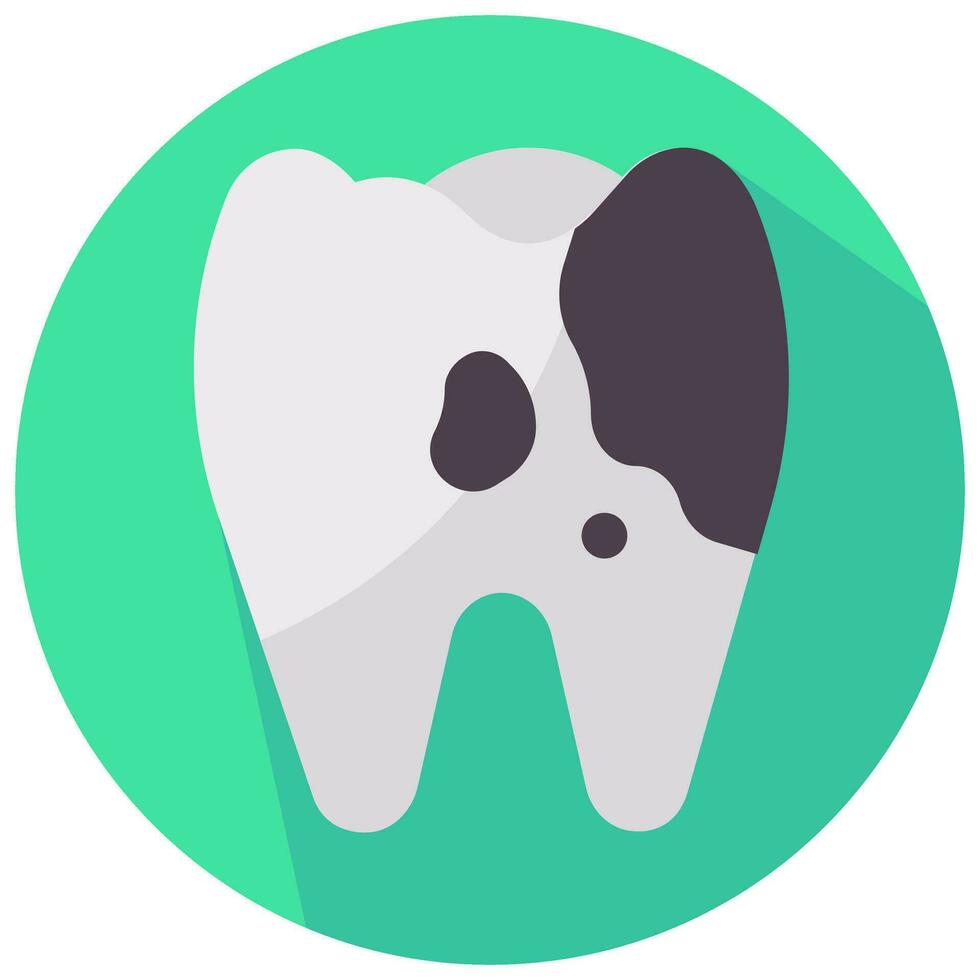 caries diente vector redondo plano icono