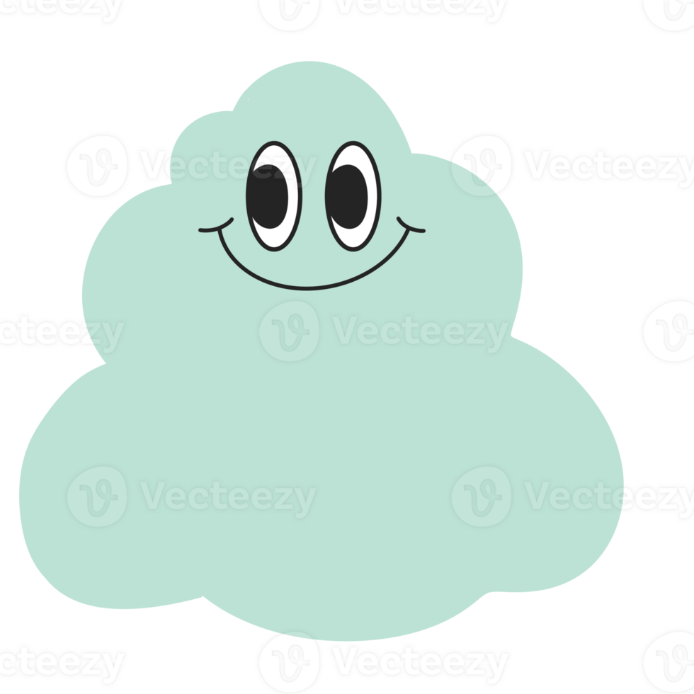Cloud Groovy cute cartoon illustration y2k retro mood png