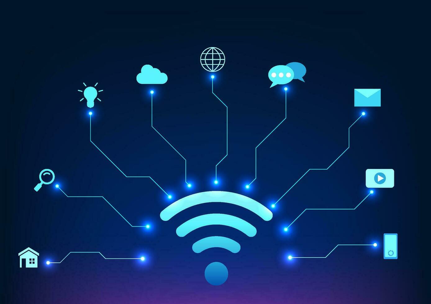 Internet of Things technology refers to an integrated network of interconnected devices and assistive technologies. It is a vector technology illustration showing connection information.