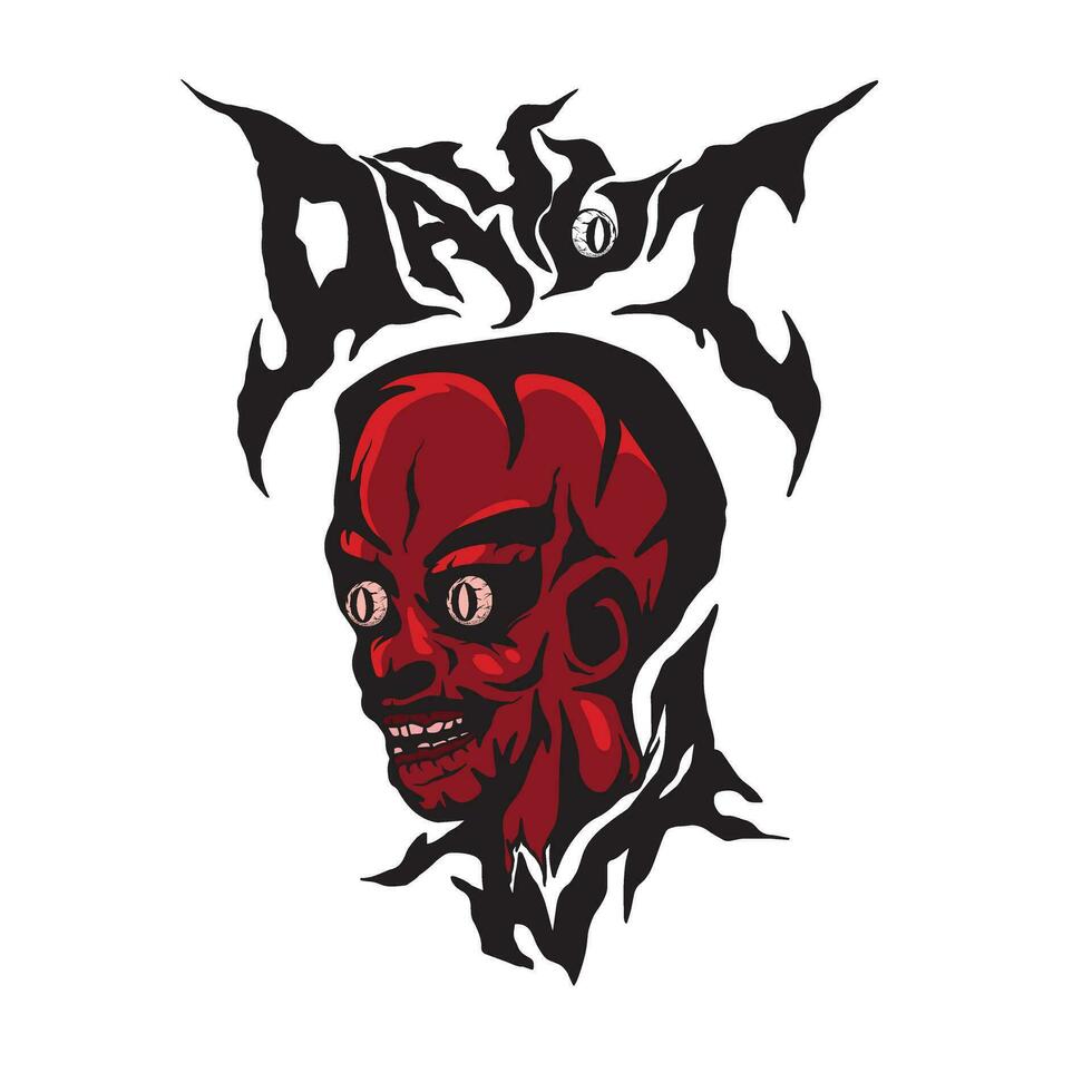 The demon's head with terrifying bulging eyes vector