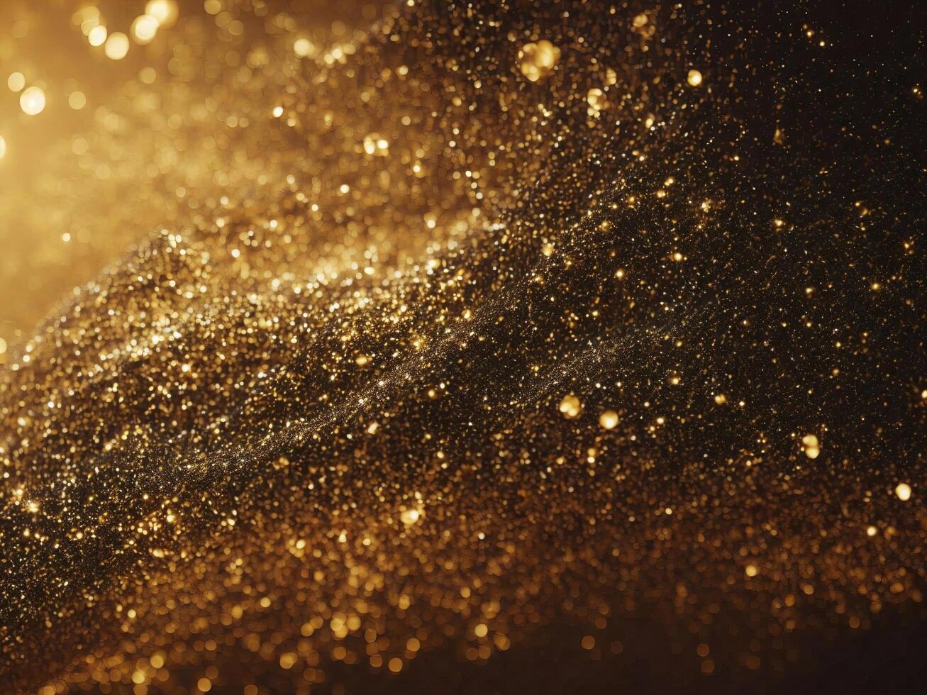 Abstract shiny light and gold particle background. AI Generative. photo