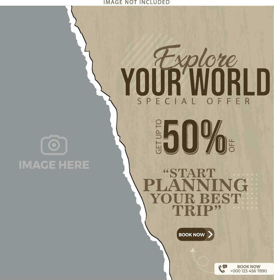 Tour and travel post or social media post web banner template. vector