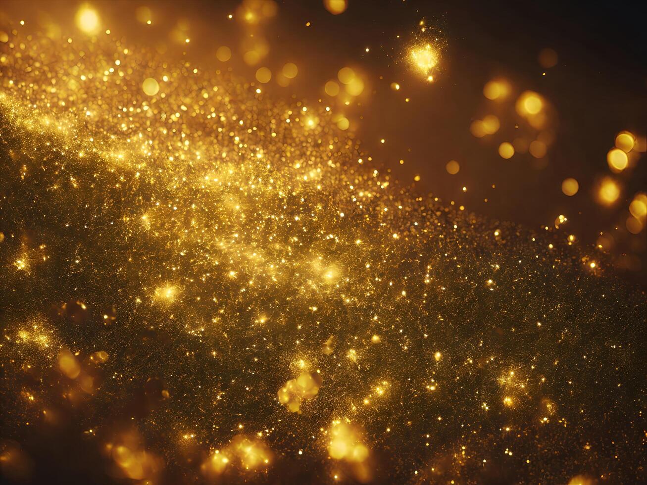 Abstract shiny light and gold particle background. AI Generative. photo