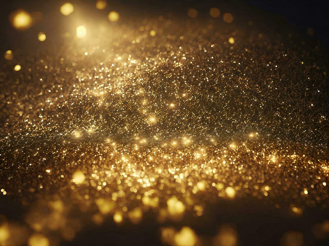 Abstract shiny light and gold particle background. AI Generative. photo