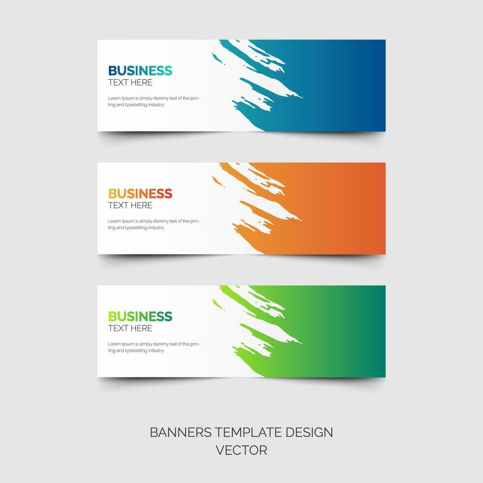 Set of modern business web banner templates in blue, green and orange colors vector