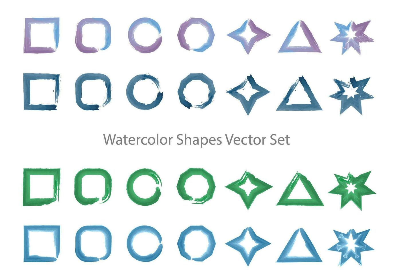 Watercolor geometric shapes vector set, watercolor elements drawing