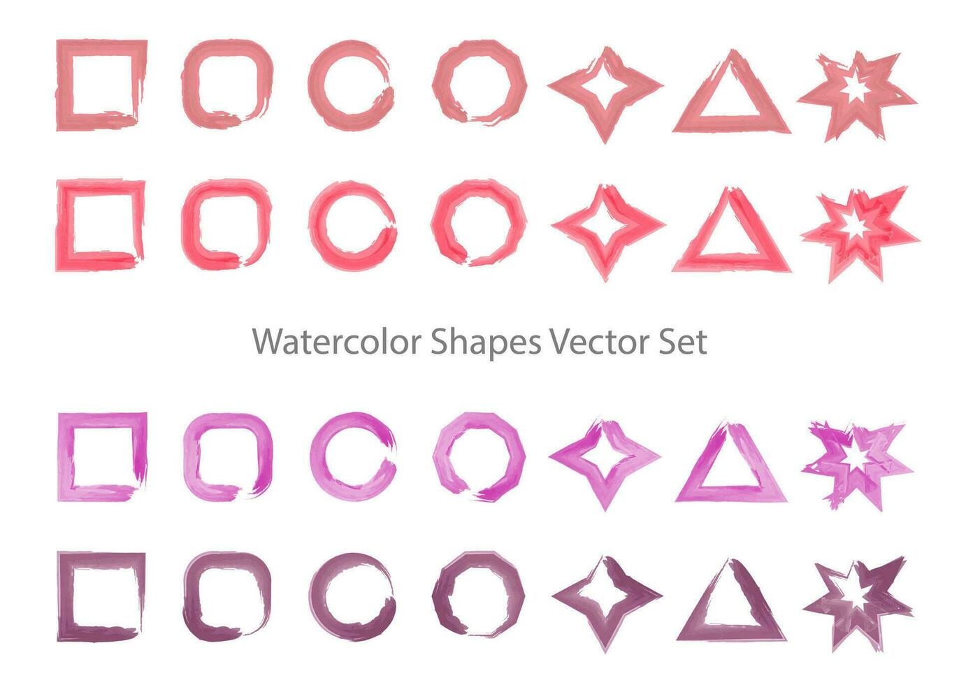 Watercolor geometric shapes vector set, watercolor elements drawing