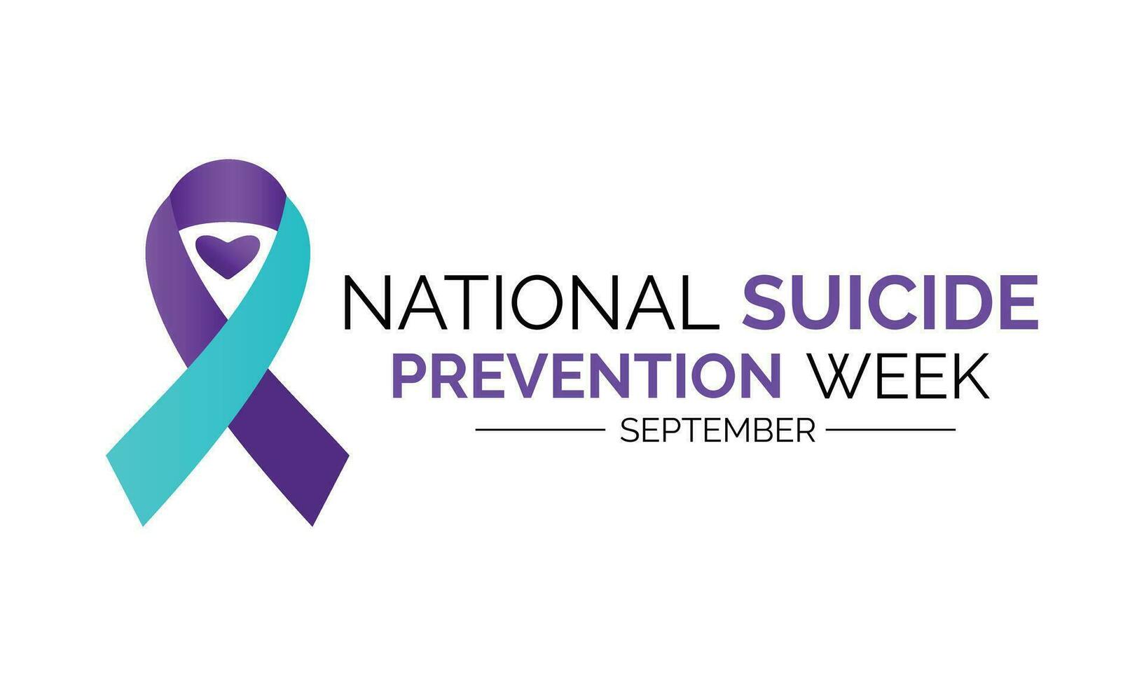 National suicide prevention month observed each year during September banner, Holiday, poster, card and background design.Vector illustration white and blue color background. vector