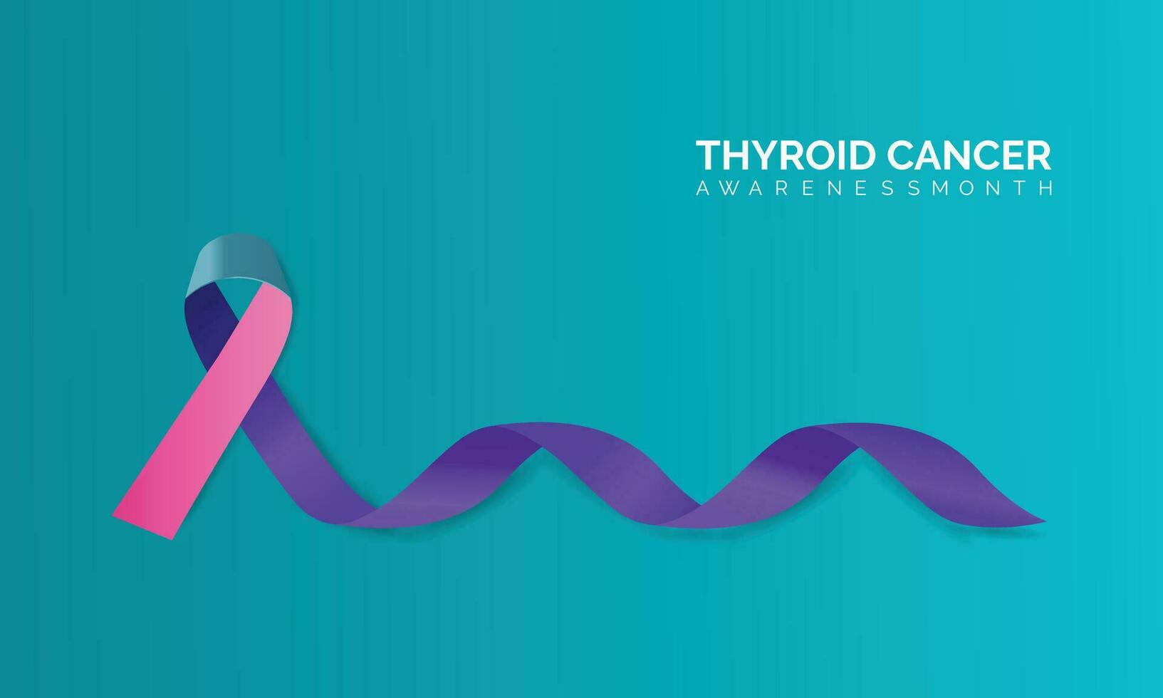 Thyroid cancer awareness month September. Calligraphy Poster Design. Realistic Teal and Pink and Blue Ribbon. September is Cancer Awareness Month. vector