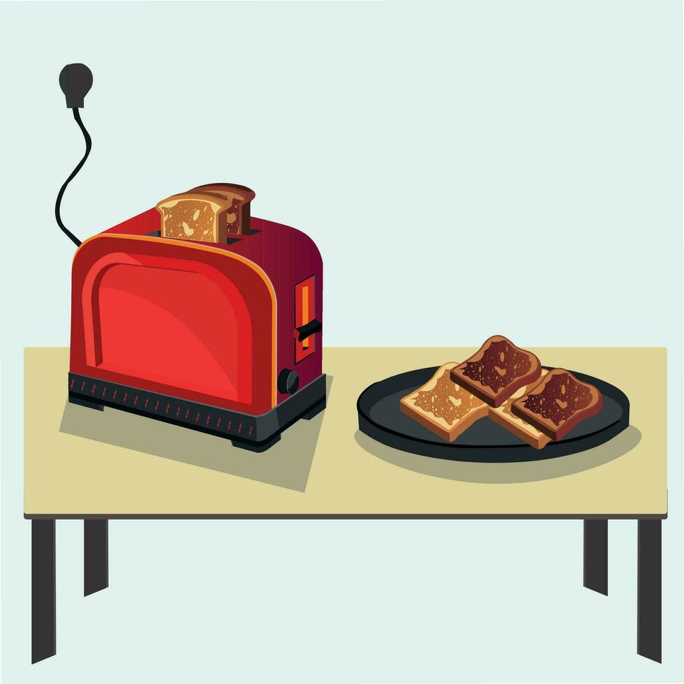 bread toast with toaster vector