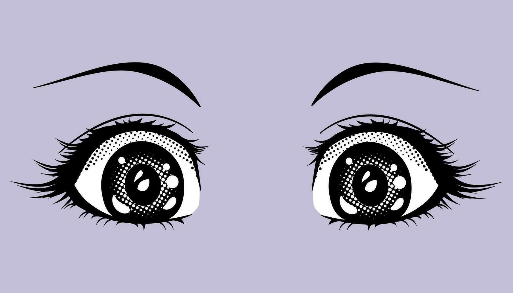 Anime Eyes Isolated White Background Illustration Design Style