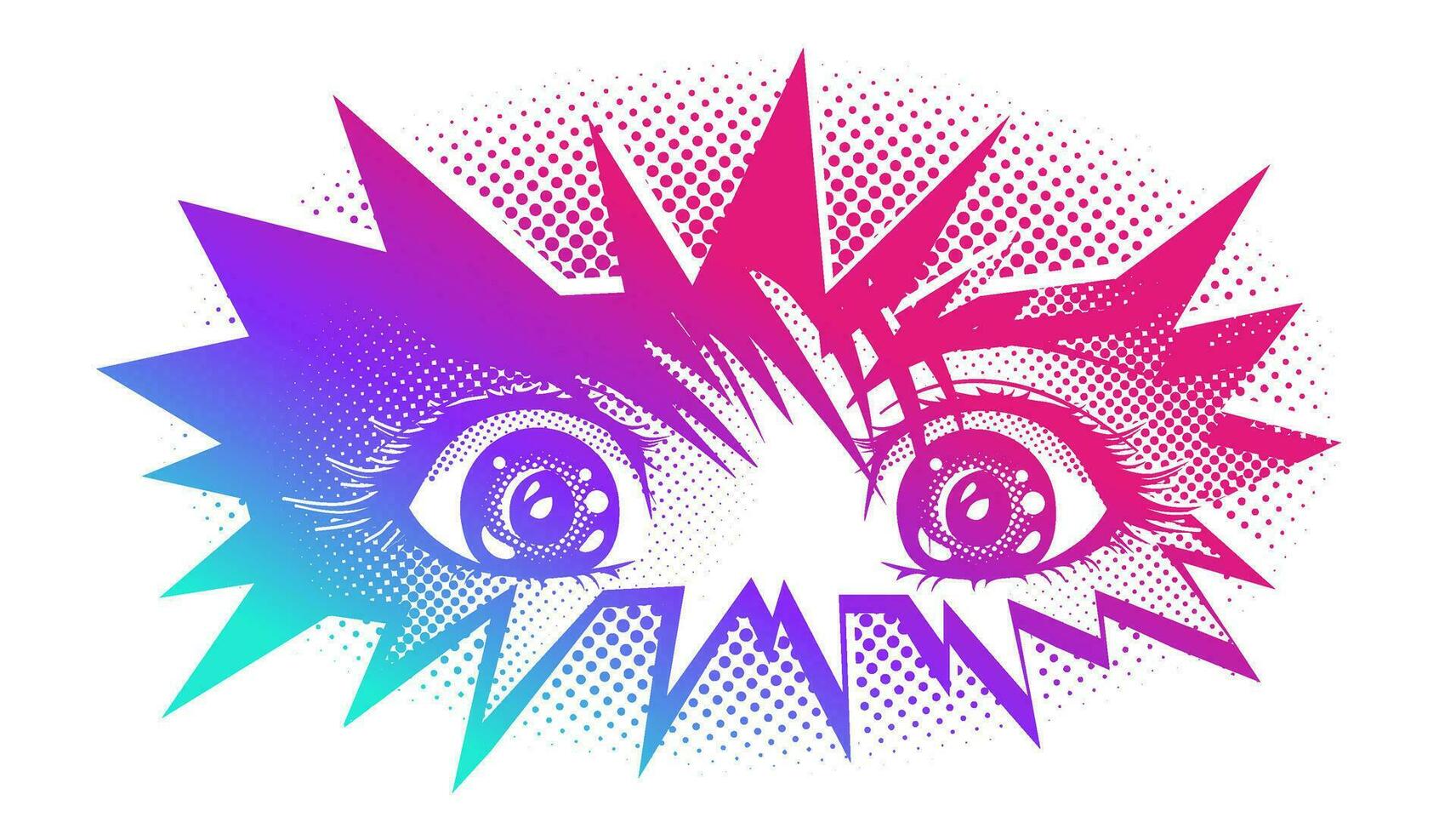 Eyes rainbow of a girl in the style of manga. vector