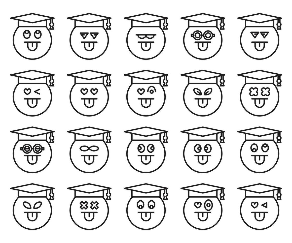 graduated student emoticons set vector