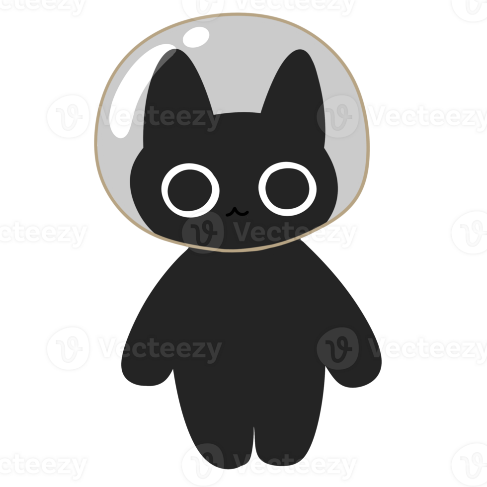 cute black cat astronaut in space png
