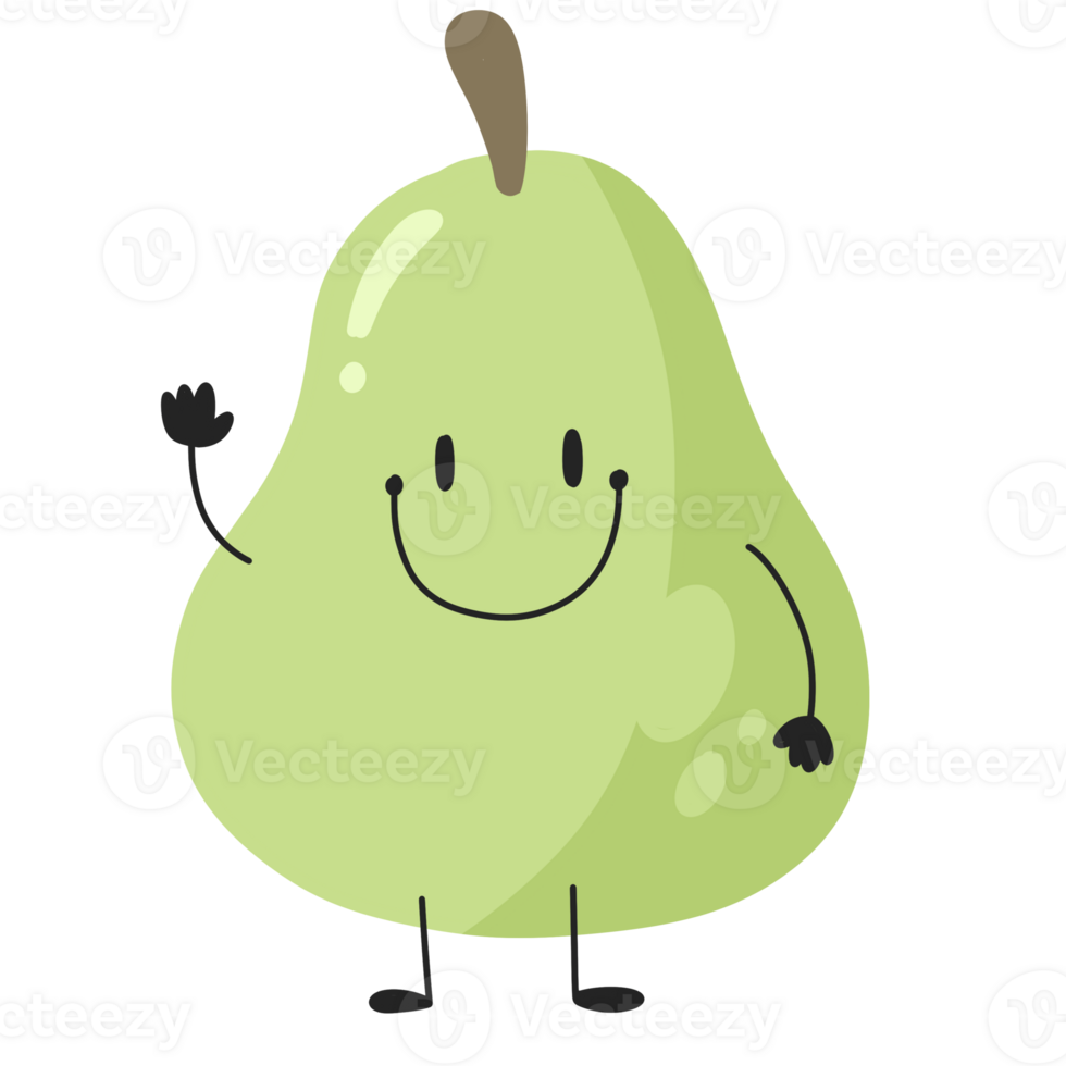 pear fresh cute fruit cartoon  illustration png