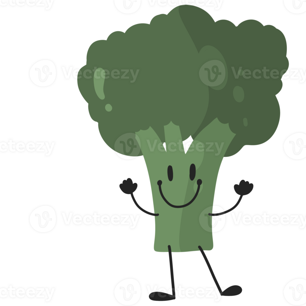 broccoli  Vegetable cute happy smile cartoon character png