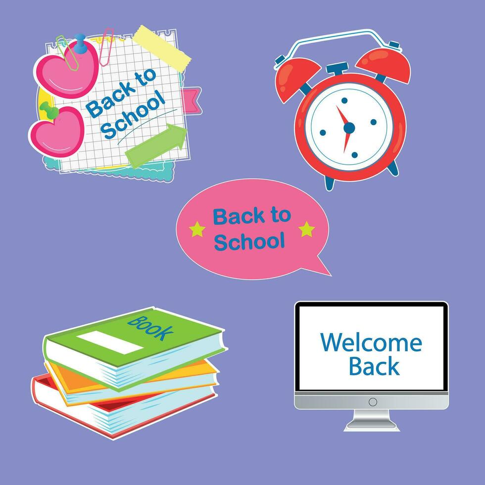 Back to school sticker elements collection vector