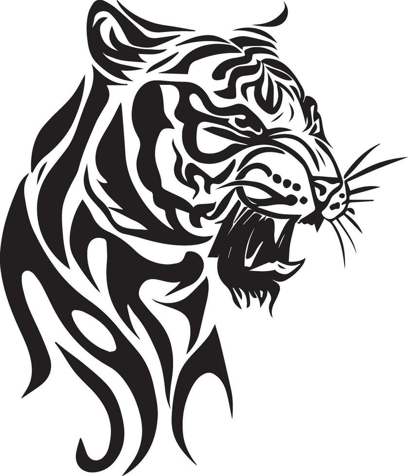 Roar tiger vector tattoo illustration