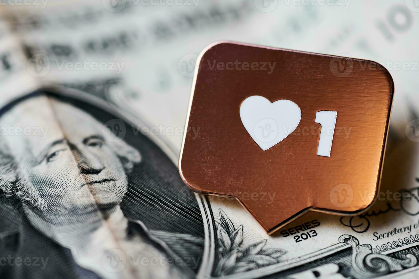 Like heart symbol on dollar photo