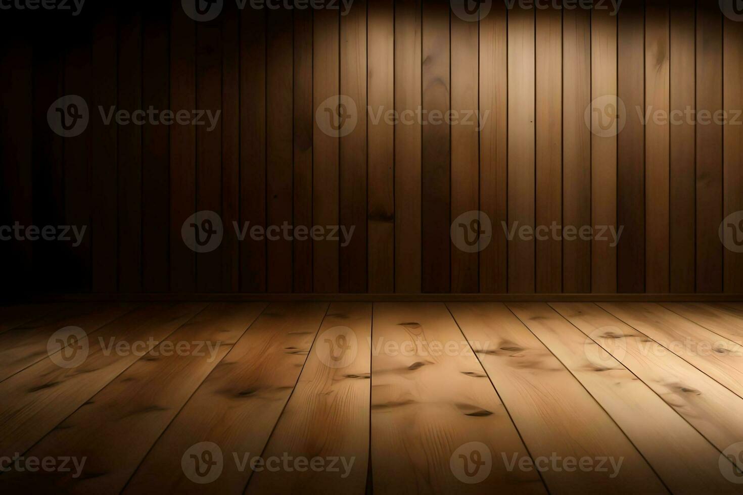 wooden room with wooden floor and light from the window, abstract background. AI Generated. photo