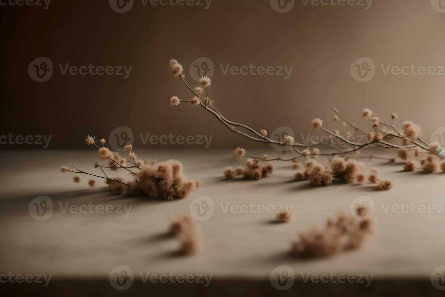 Dried flowers on a wooden background. AI Generated. photo