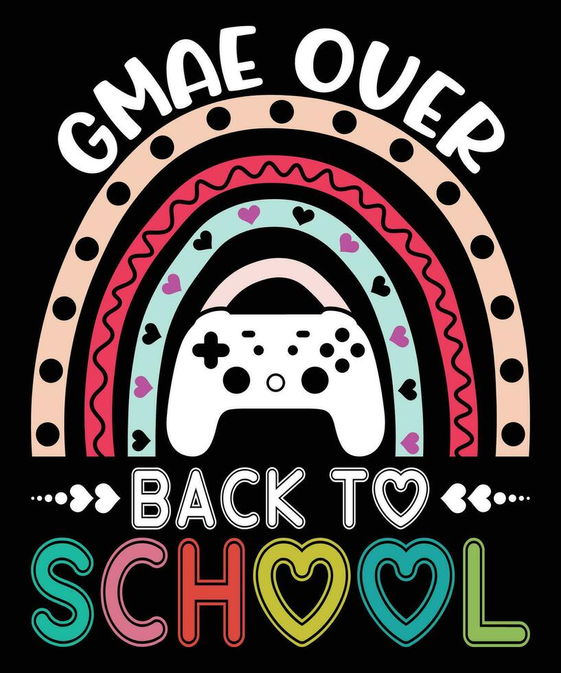 Game Over Back To School T-shirt Print Template vector