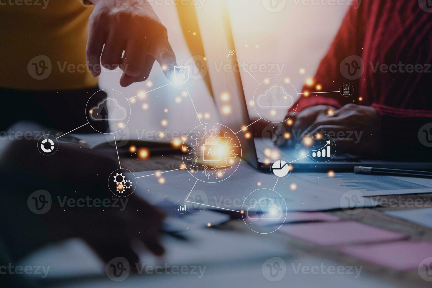 Digital transformation change management, internet of things. new technology bigdata and business process strategy, customer service management, cloud computing, smart industry.Ai technology. photo