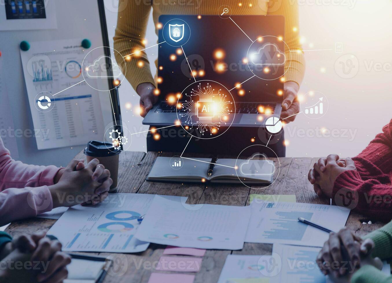 Digital transformation change management, internet of things. new technology bigdata and business process strategy, customer service management, cloud computing, smart industry.Ai technology. photo