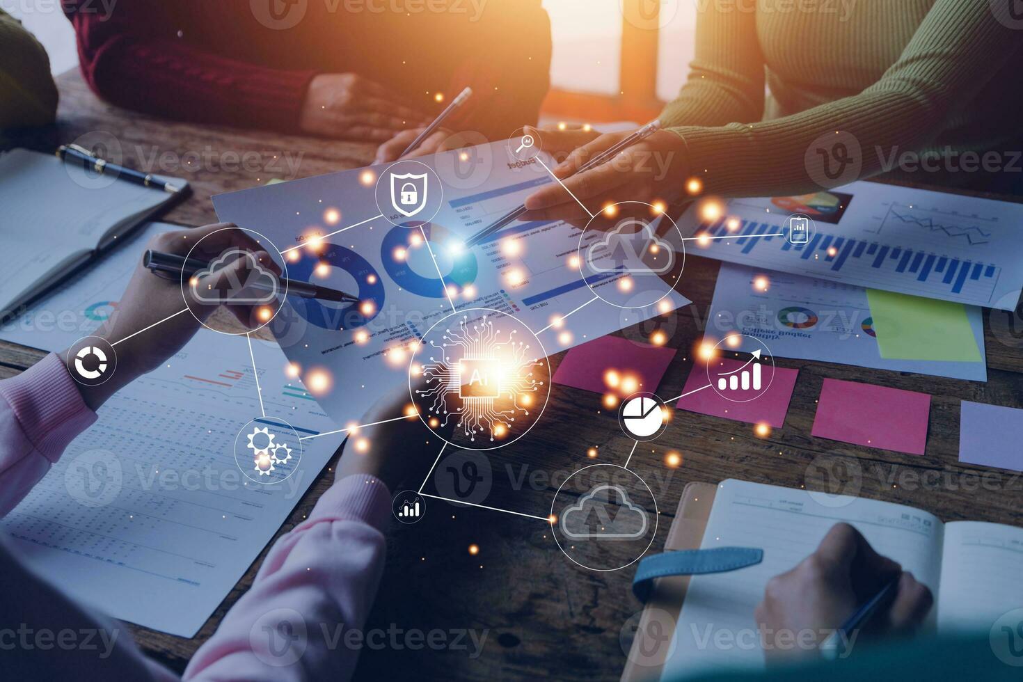 Digital transformation change management, internet of things. new technology bigdata and business process strategy, customer service management, cloud computing, smart industry.Ai technology. photo