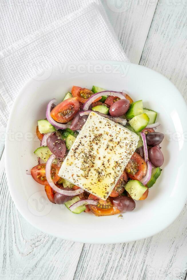 Bowl of Greek salad photo