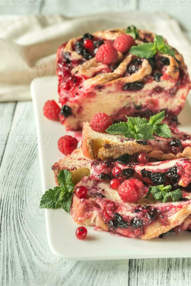 Cake with black and red currant photo