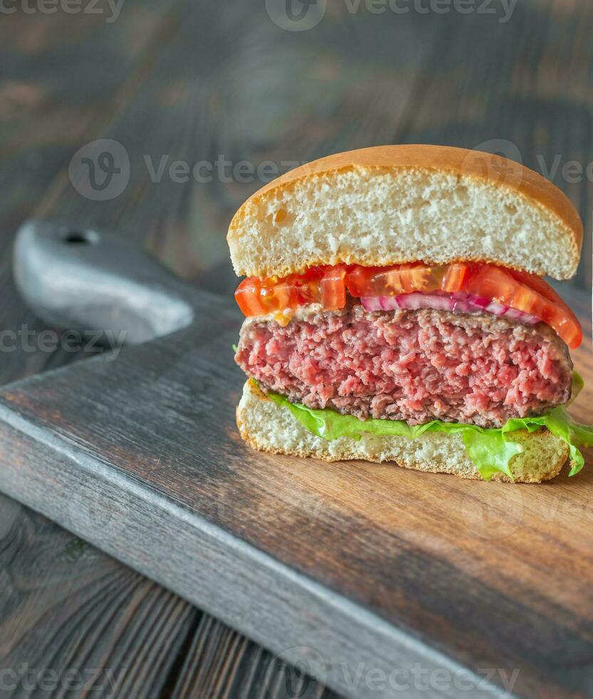 Hamburger on the cutting board photo