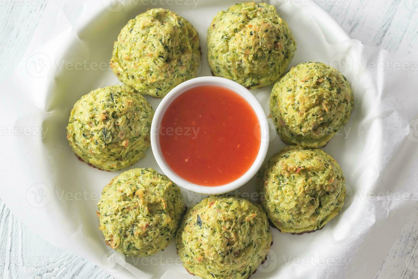 Zucchini tots on the plate photo