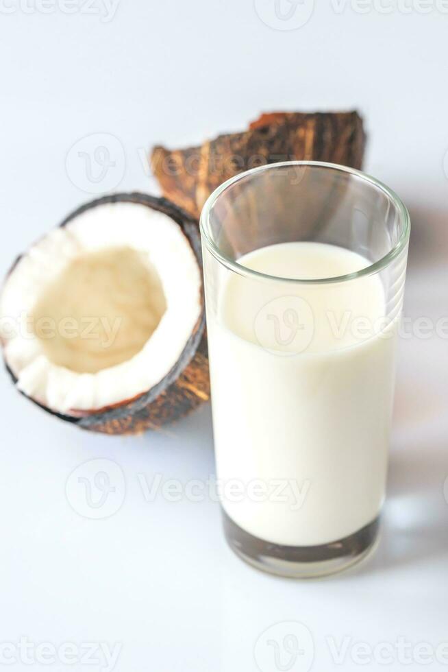 Glass of coconut milk photo