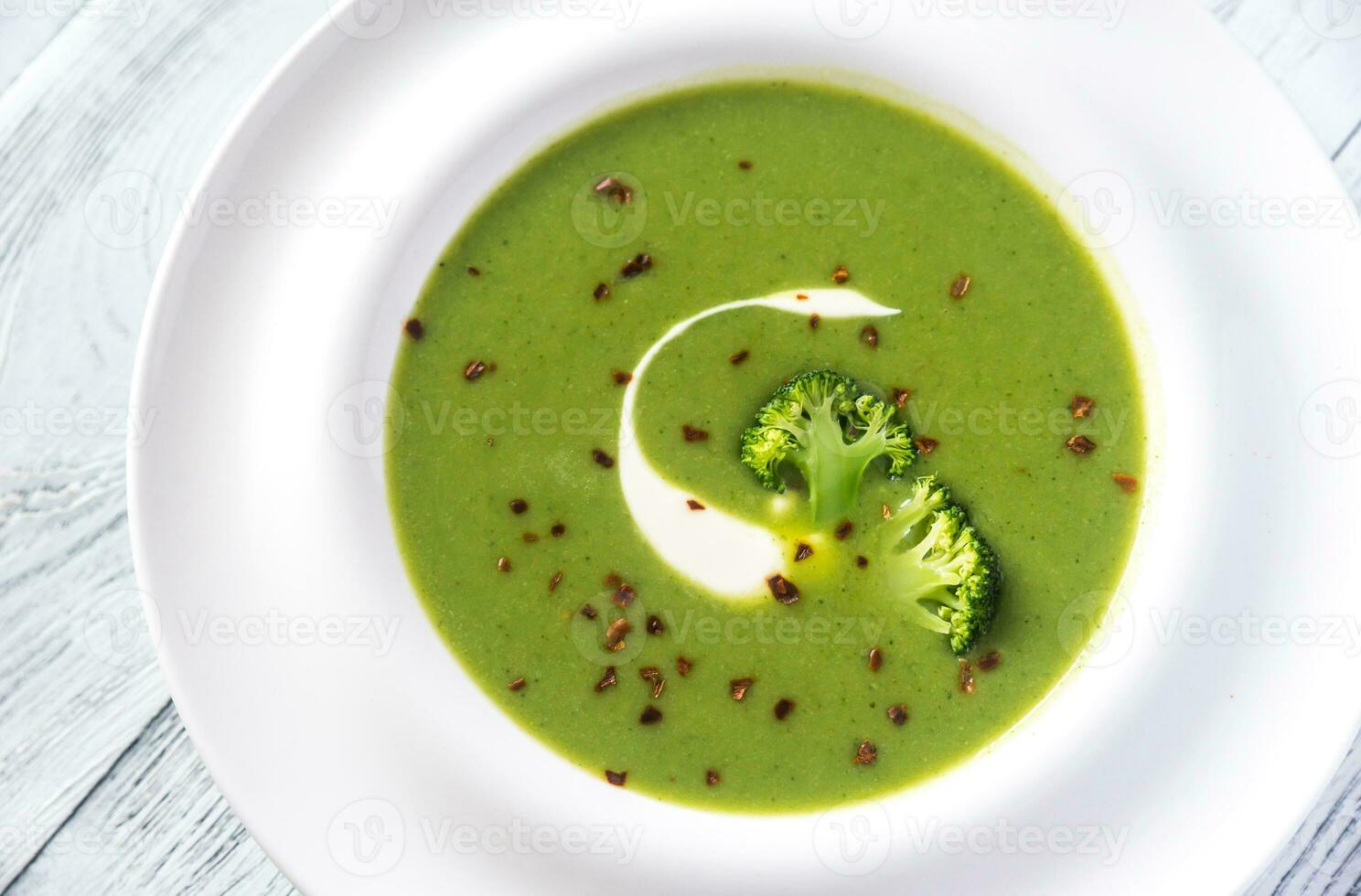 Portion of broccoli soup photo
