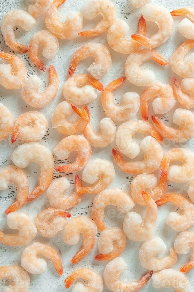 A bunch of frozen shrimp photo