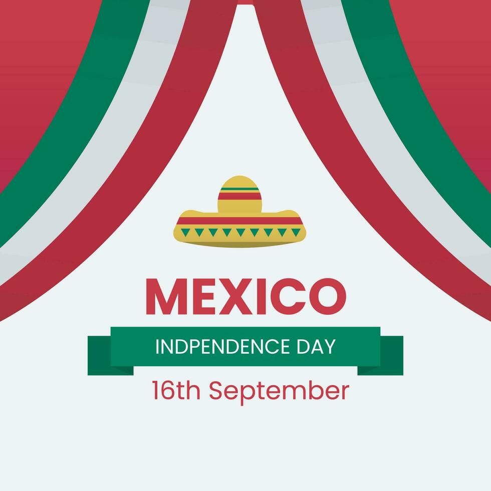 Mexico Independence Day Banner or Post Template with Flags. Happy Independence Day Mexico 16th September. vector