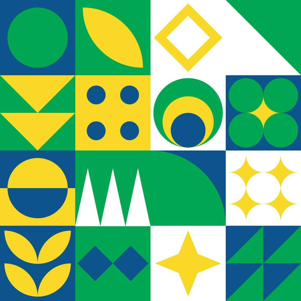 Brazil Independence Day Pattern with Brazilian theme color. 7 September. Neo Geometric Brazil Pattern. Brazil Independence Day. vector