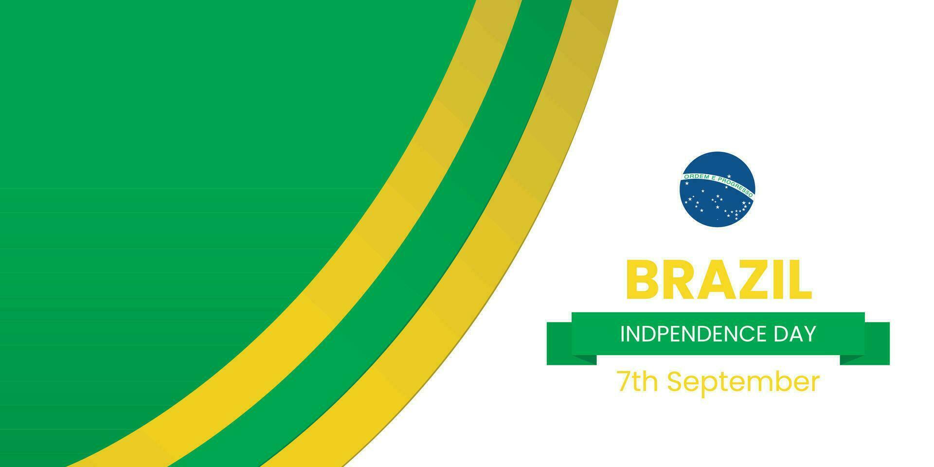 Brazil Independence Day Banner or Post Template with Waving Flags. Happy Independence Day Brazil 7th September. vector