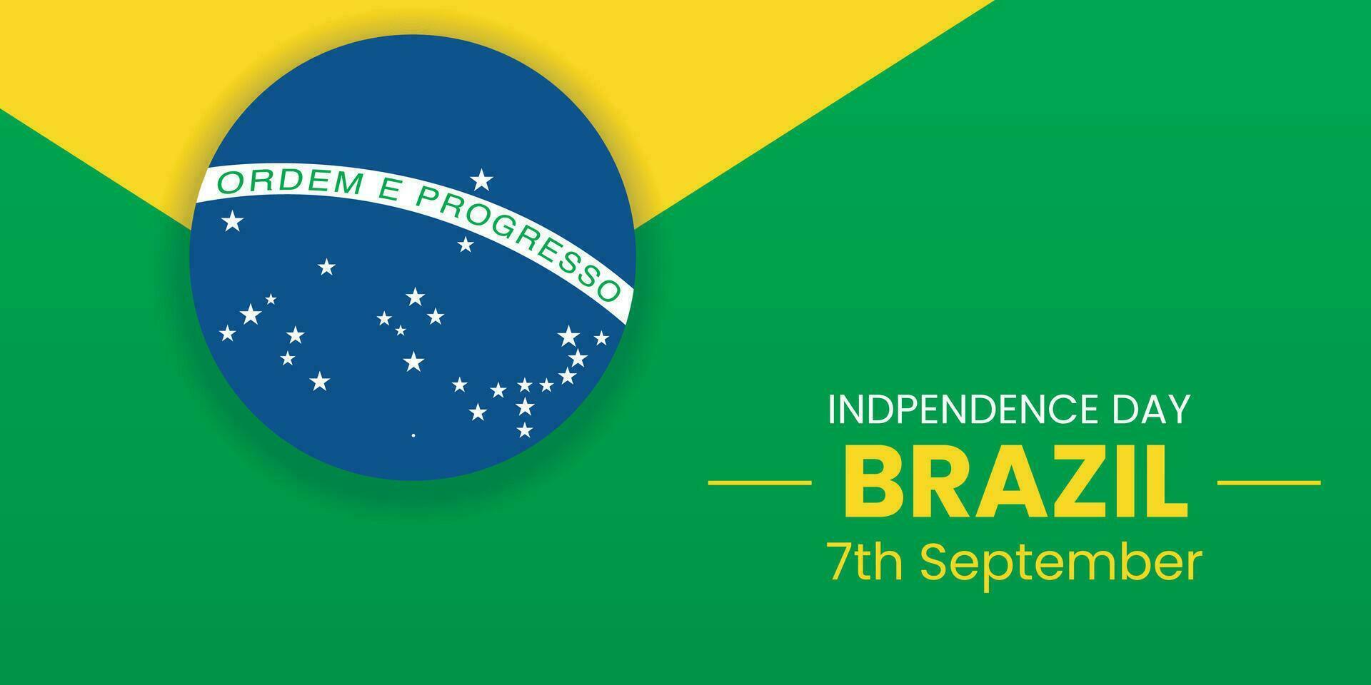 Brazil Independence Day Banner or Post Template with Waving Flags. Happy Independence Day Brazil 7th September. vector