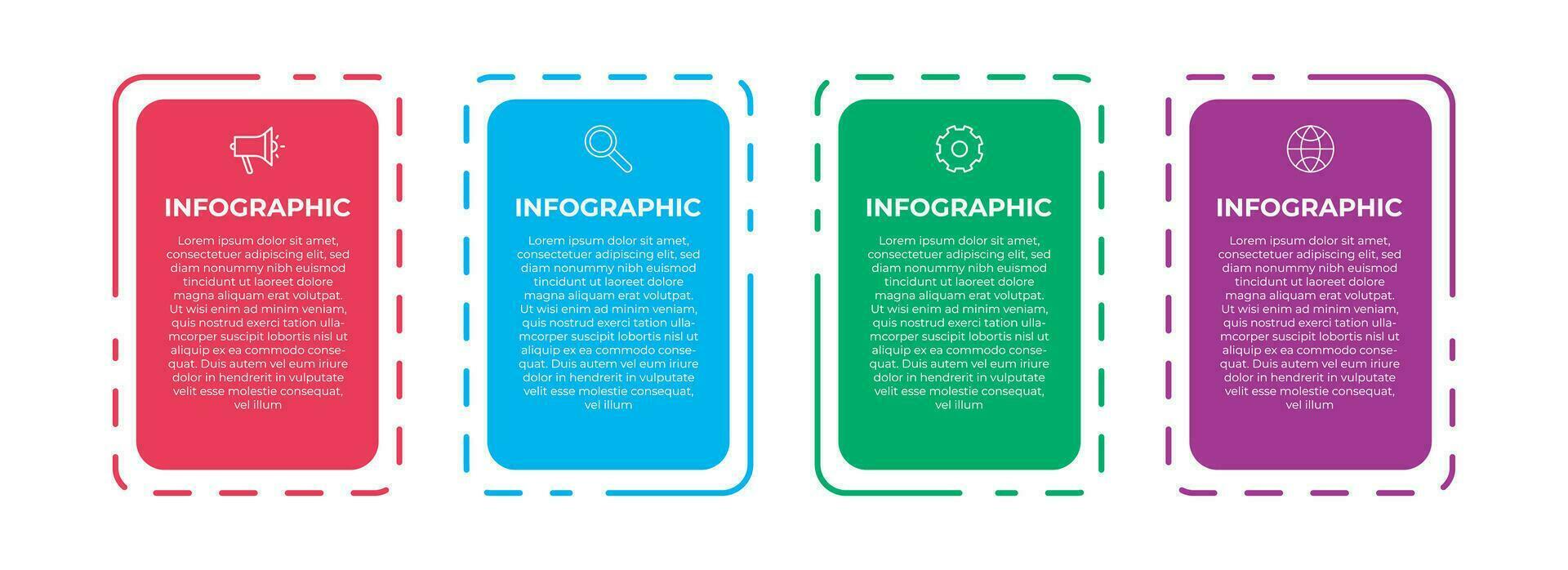 4 4 paso sencillo y creativo infografia modelo para negocio presentación. vector