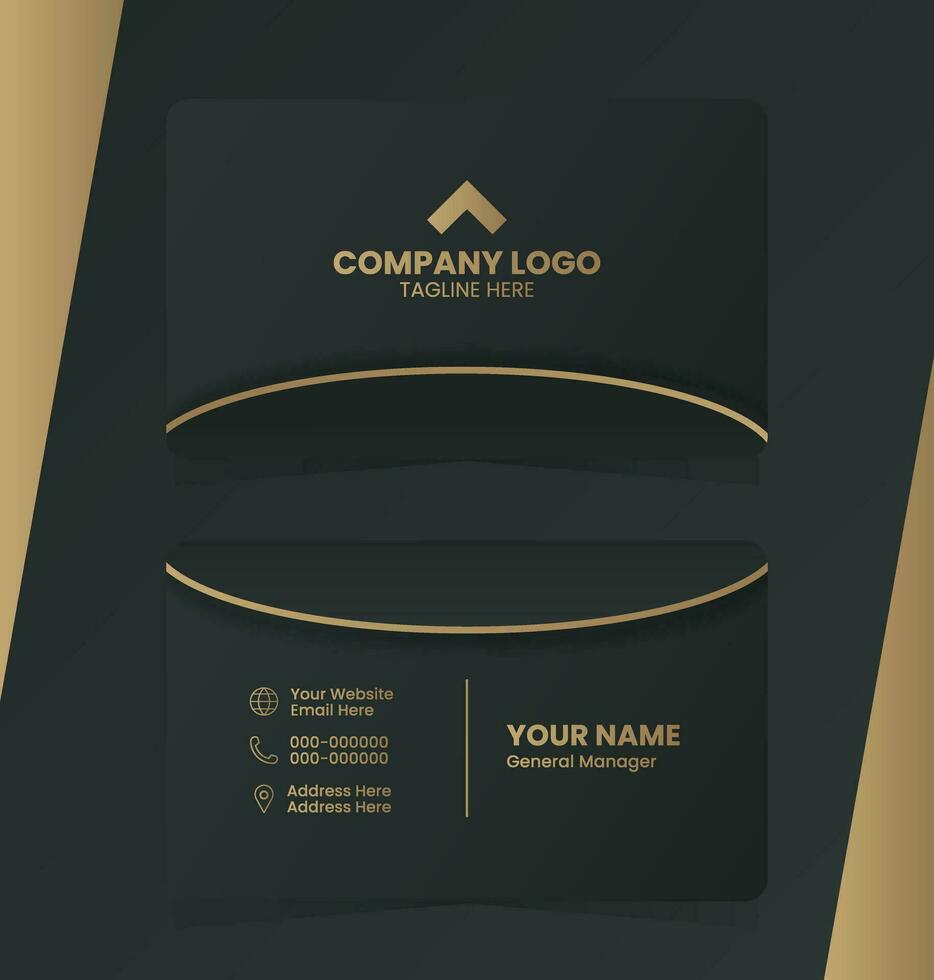 Modern and Elegant Gold and Black Business Card Template for Business Use. vector