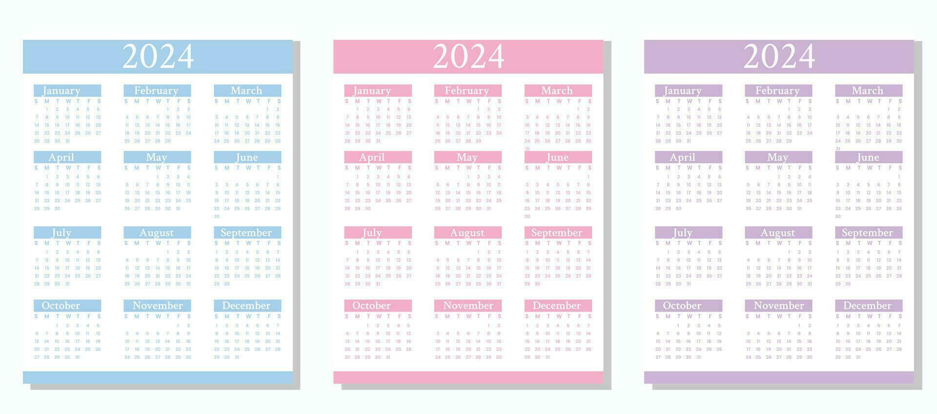 2024 Monthly Calendar Template vector