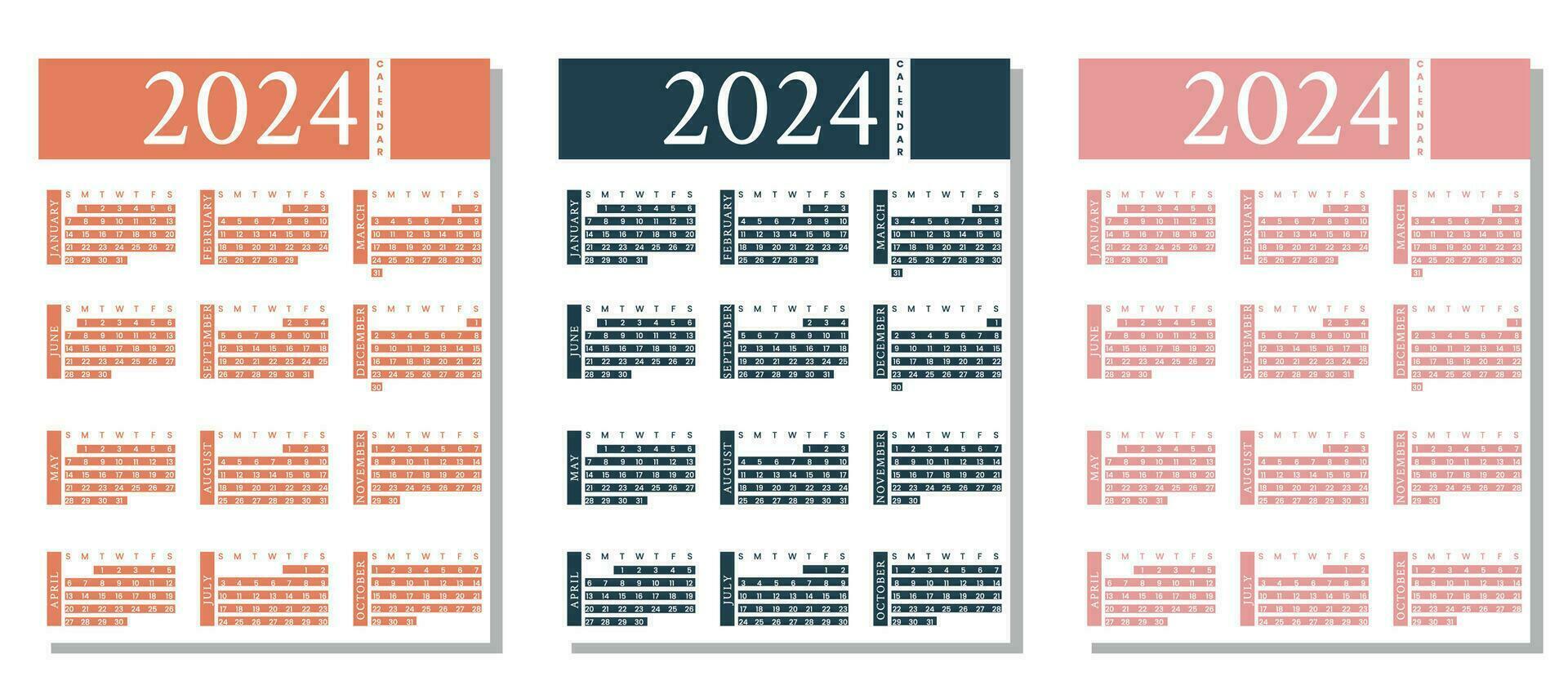 2024 Monthly Calendar Template vector